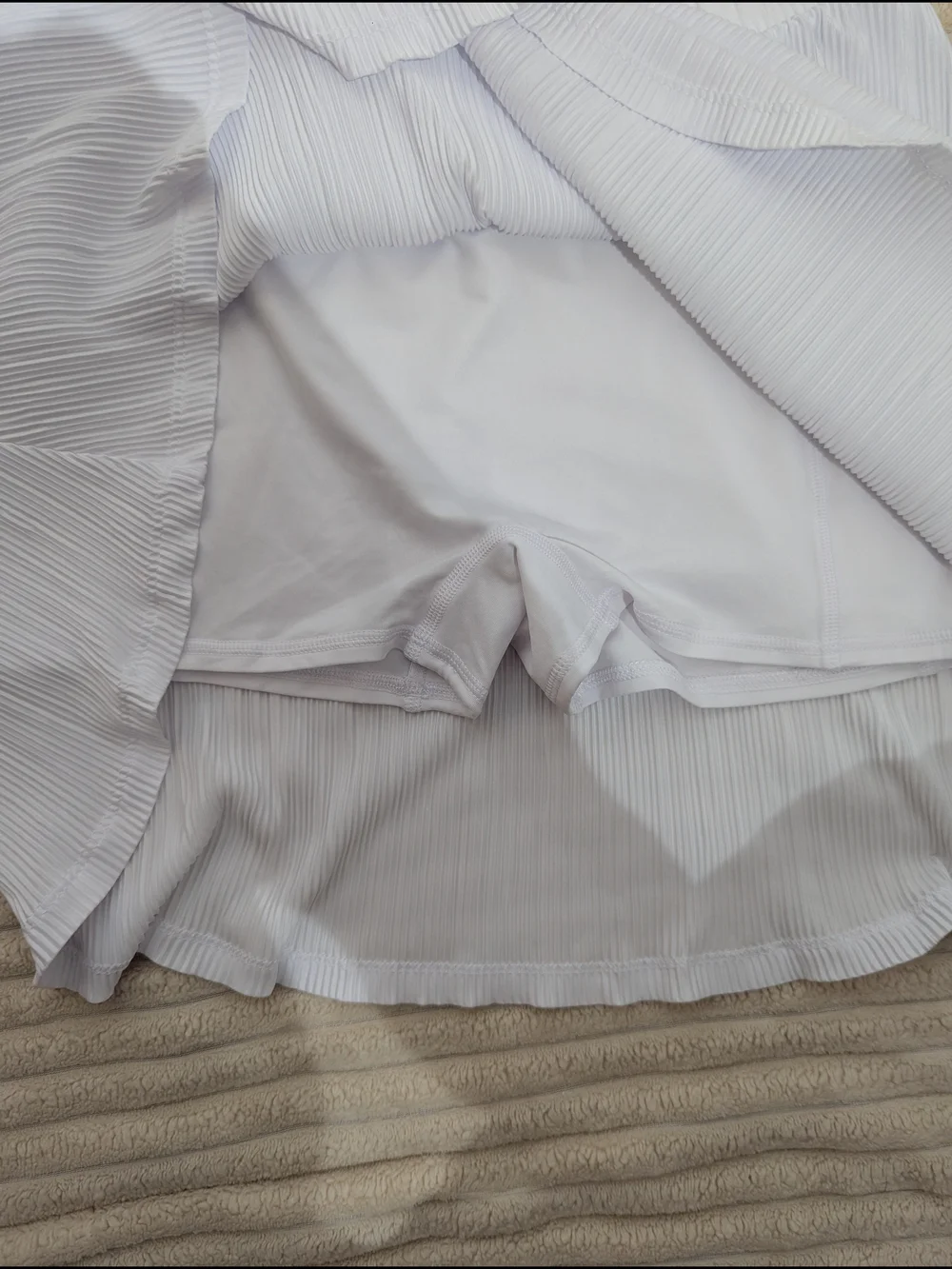 ALO Yoga White Pleated Skater Skirt